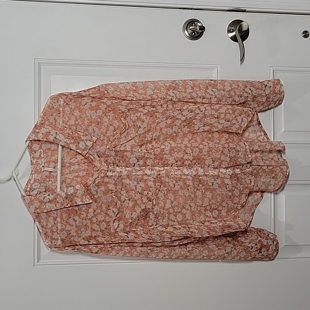 Free People Orange Floral Chiffon Shirt Size  S